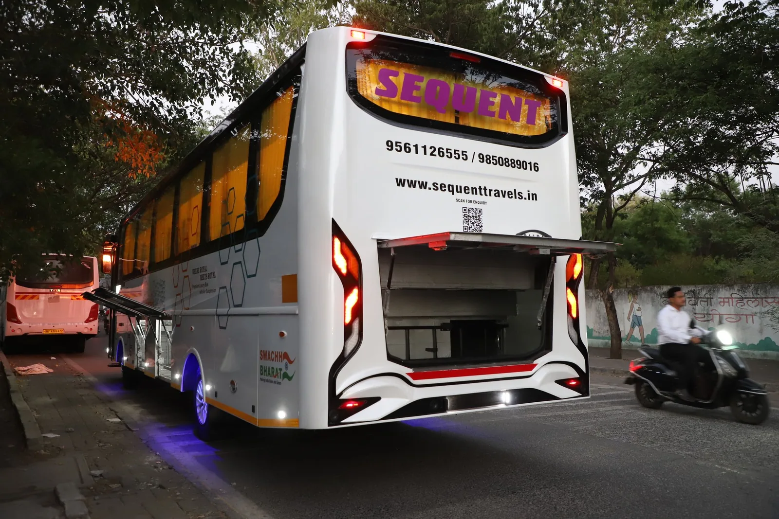Rear bus luggage compartment showing boot storage space